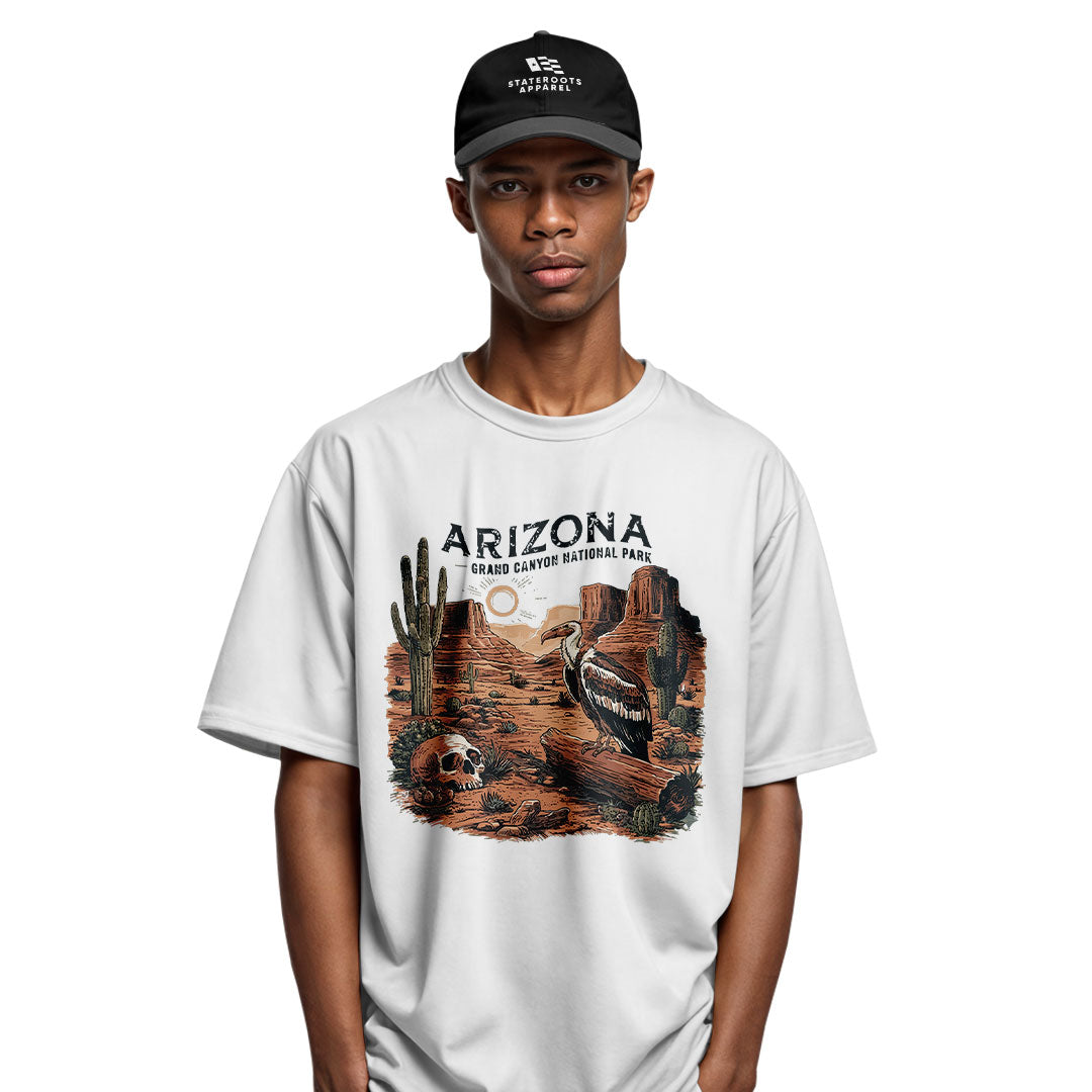 Arizona Grand Canyon Vulture Skull Western Tee - White lifestyle