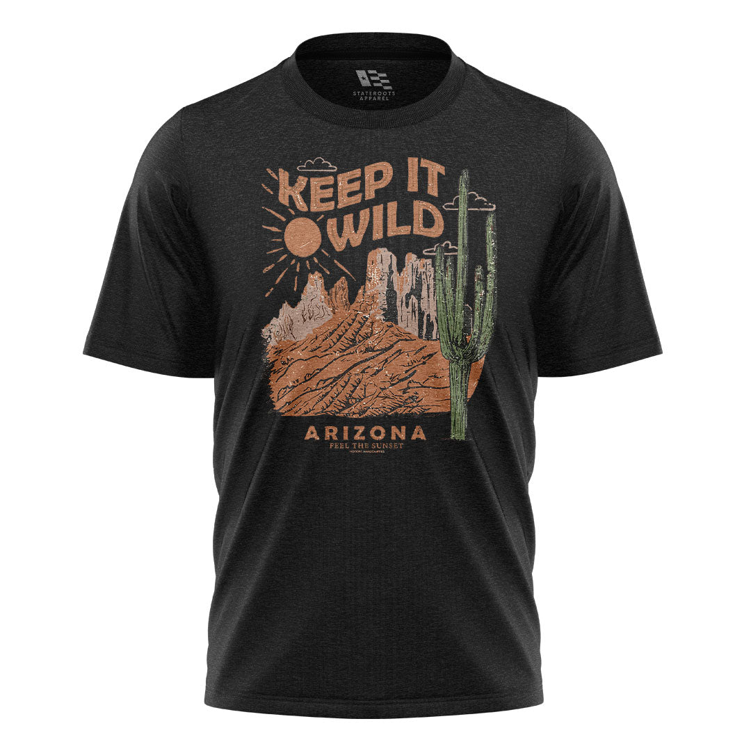 Arizona Keep It Wild Cactus Mountains Vintage Tee - Black flatlay