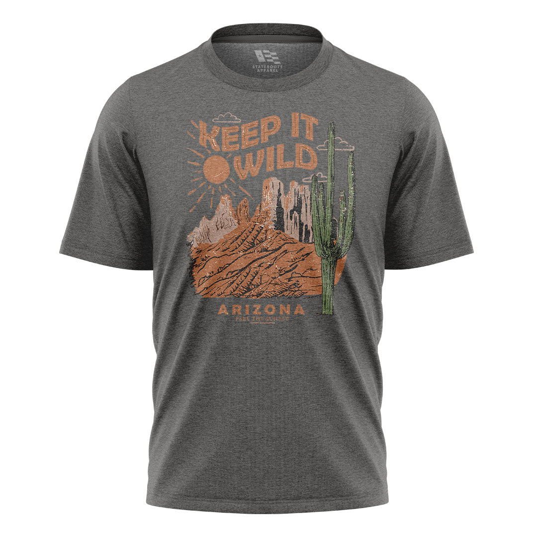 Arizona Keep It Wild Cactus Mountains Vintage Tee - Charcoal flatlay