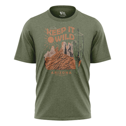 Arizona Keep It Wild Cactus Mountains Vintage Tee - Military Green flatlay