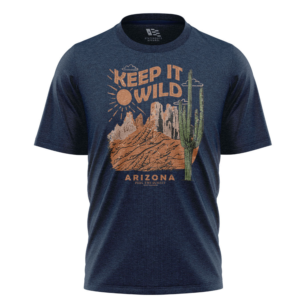 Arizona Keep It Wild Cactus Mountains Vintage Tee - Navy flatlay
