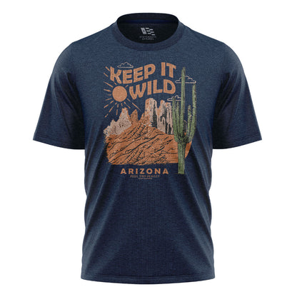 Arizona Keep It Wild Cactus Mountains Vintage Tee - Navy flatlay