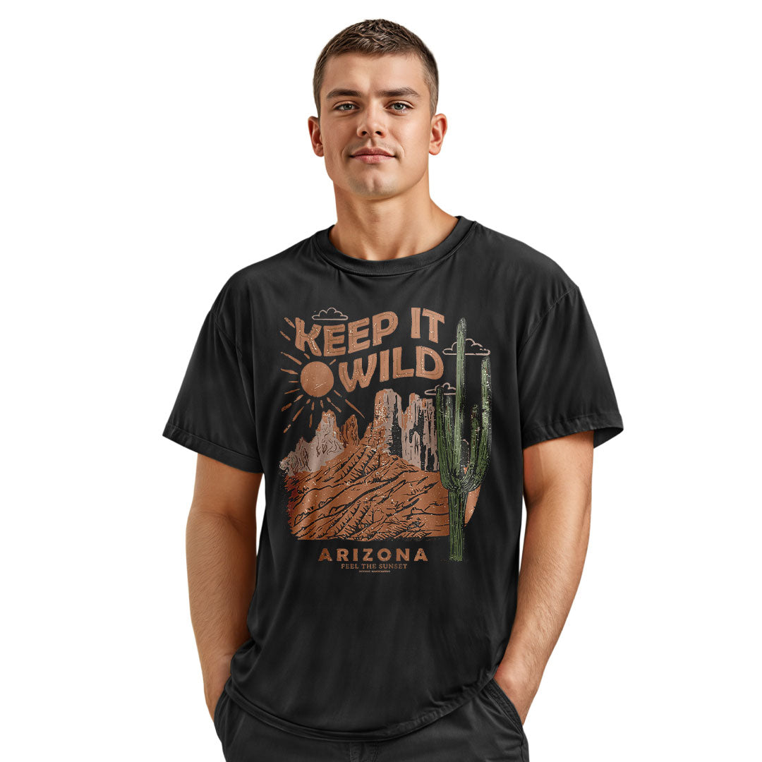 Arizona Keep It Wild Cactus Mountains Vintage Tee - Navy lifestyle