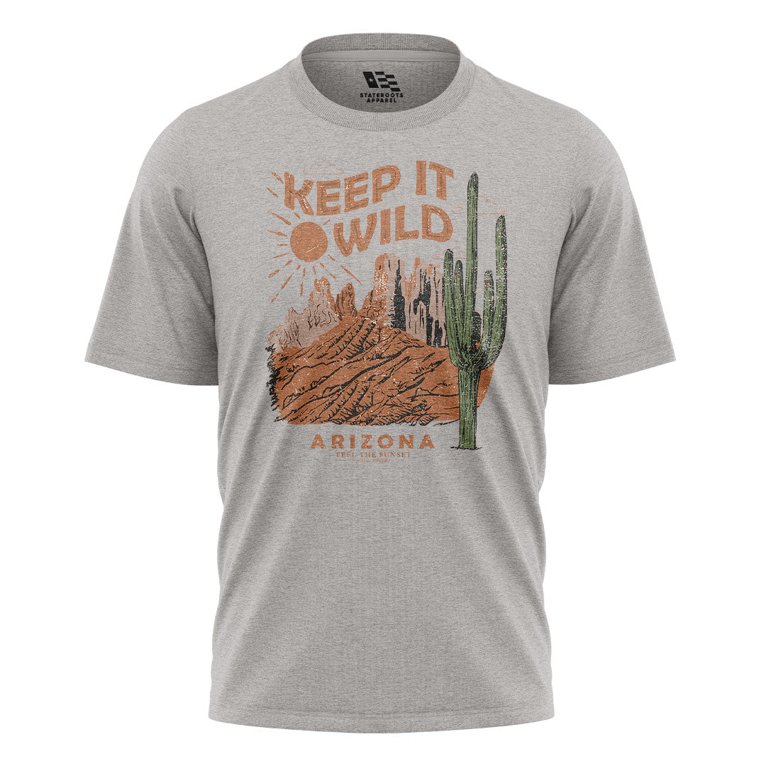 Arizona Keep It Wild Cactus Mountains Vintage Tee - Sport Grey flatlay