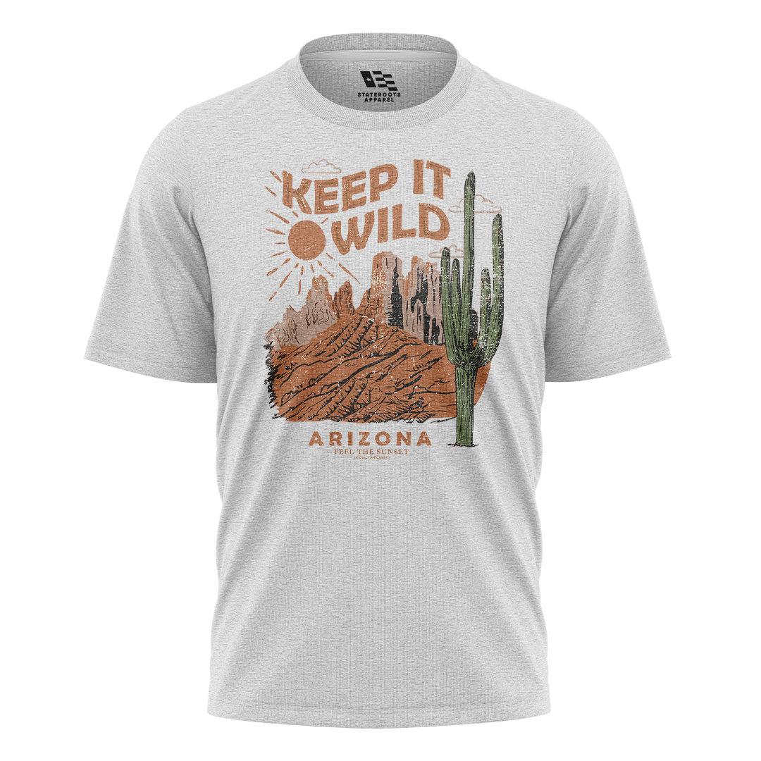 Arizona Keep It Wild Cactus Mountains Vintage Tee - White flatlay