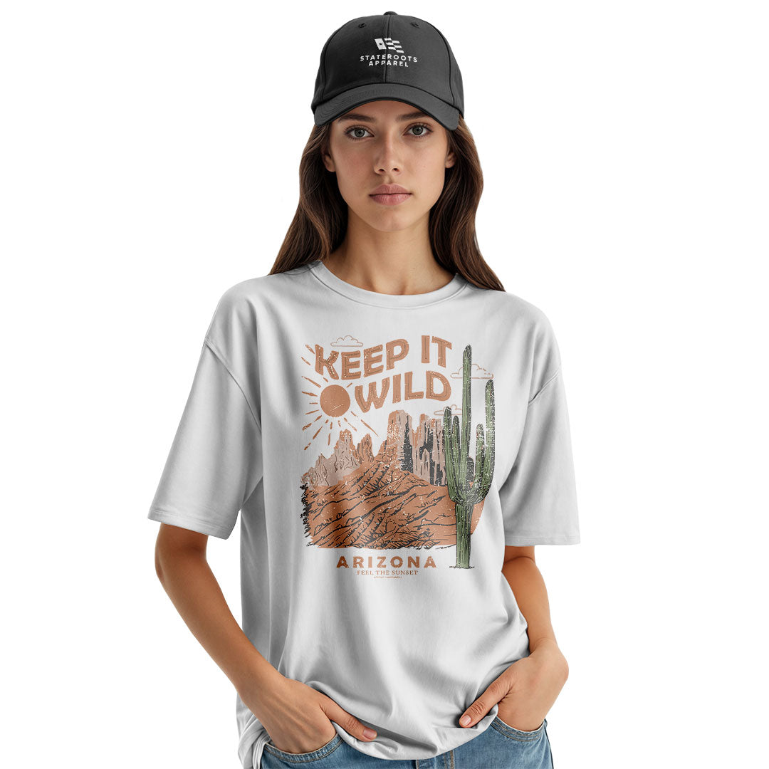 Arizona Keep It Wild Cactus Mountains Vintage Tee - White lifestyle