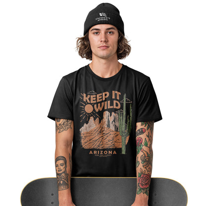 Arizona Keep It Wild Cactus Mountains Vintage Tee - White lifestyle