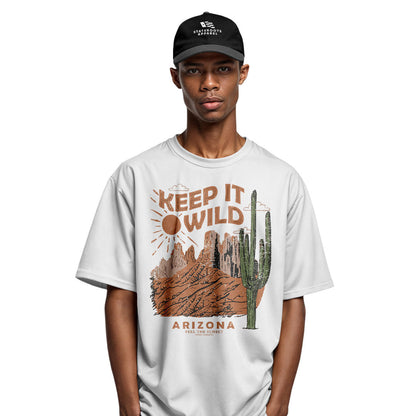 Arizona Keep It Wild Cactus Mountains Vintage Tee - White lifestyle
