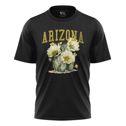 Arizona Varsity Cactus Bloom Yellow Floral Tee - Black flatlay