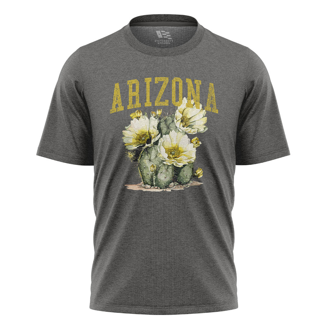 Arizona Varsity Cactus Bloom Yellow Floral Tee - Charcoal flatlay