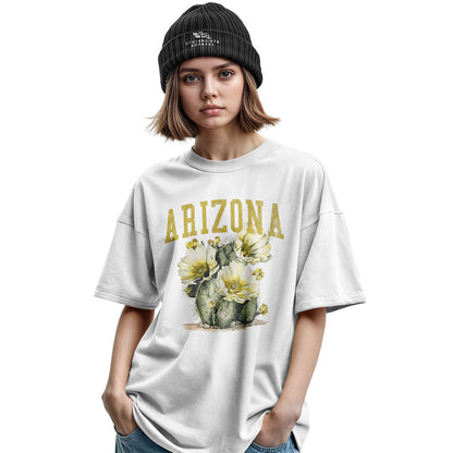 Arizona Varsity Cactus Bloom Yellow Floral Tee - Military Green lifestyle