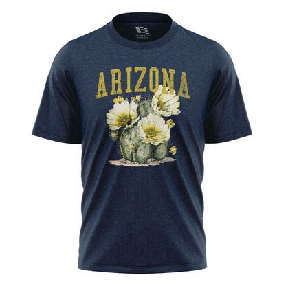 Arizona Varsity Cactus Bloom Yellow Floral Tee - Navy flatlay