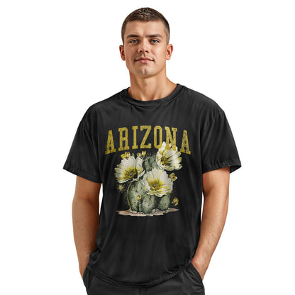 Arizona Varsity Cactus Bloom Yellow Floral Tee - Navy lifestyle
