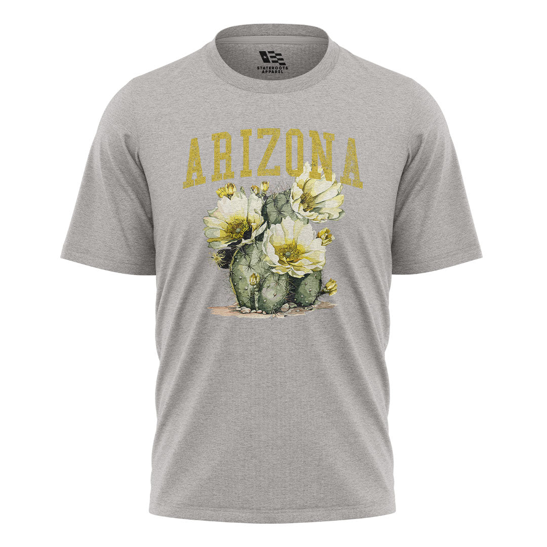Arizona Varsity Cactus Bloom Yellow Floral Tee - Sport Grey flatlay