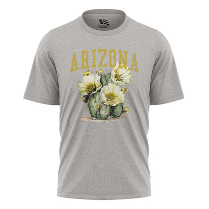 Arizona Varsity Cactus Bloom Yellow Floral Tee - Sport Grey flatlay