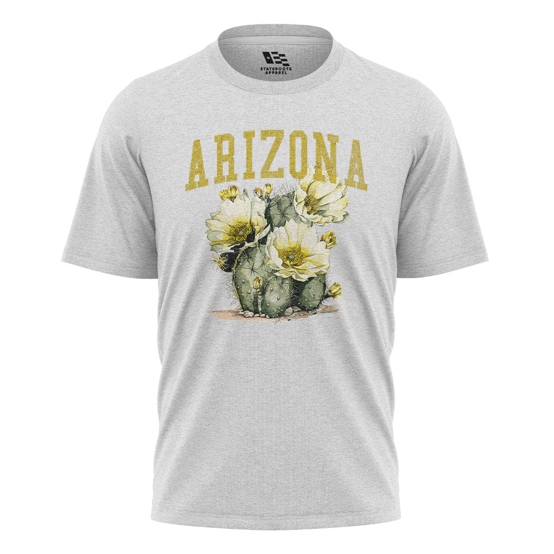 Arizona Varsity Cactus Bloom Yellow Floral Tee - White flatlay