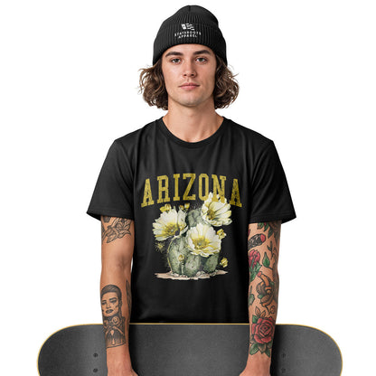 Arizona Varsity Cactus Bloom Yellow Floral Tee - White lifestyle