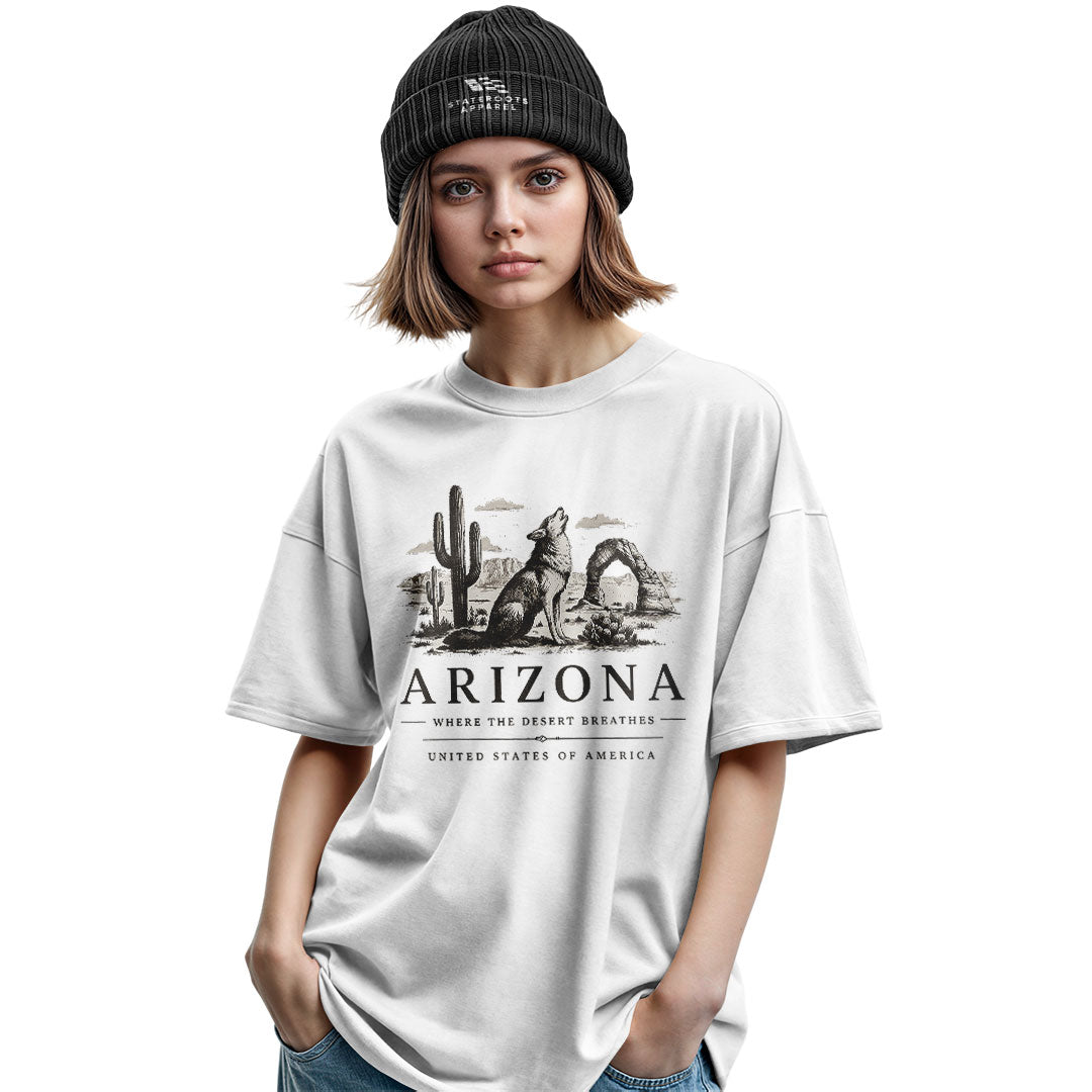 Arizona Where Desert Breathes Coyote Arch Tee - Military Green lifestyle