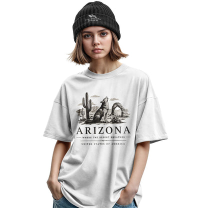 Arizona Where Desert Breathes Coyote Arch Tee - Military Green lifestyle
