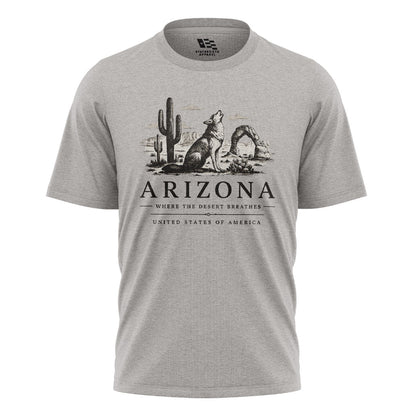 Arizona Where Desert Breathes Coyote Arch Tee - Sport Grey flatlay
