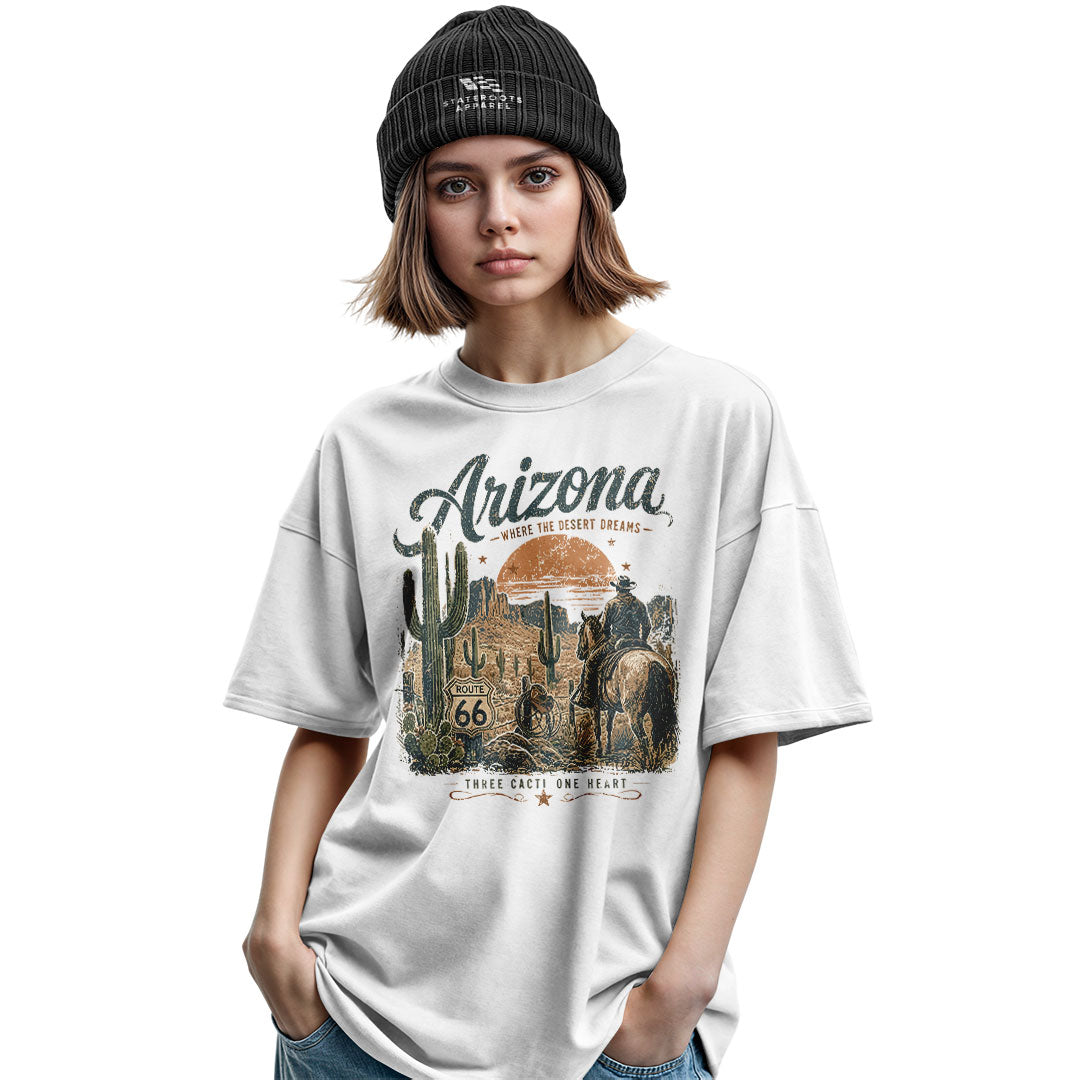 Arizona Where Desert Dreams Cowboy Route 66 Tee - Military Green lifestyle