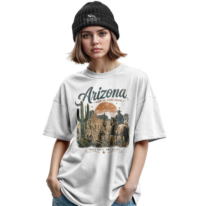 Arizona Where Desert Dreams Cowboy Route 66 Tee - Military Green lifestyle