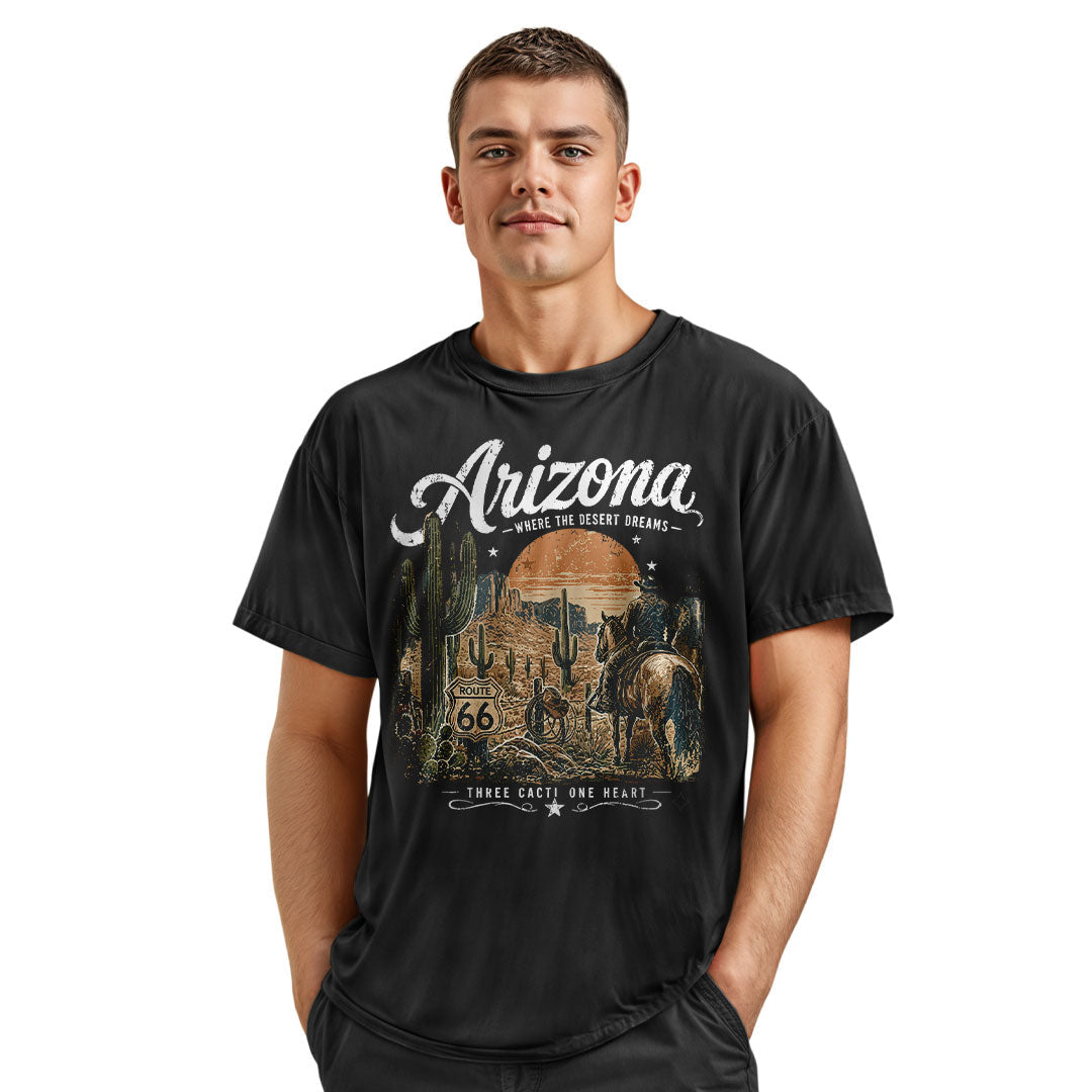 Arizona Where Desert Dreams Cowboy Route 66 Tee - Navy lifestyle