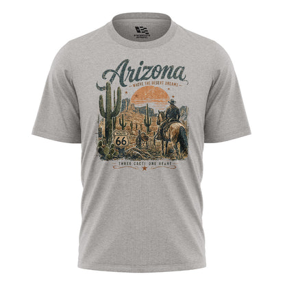 Arizona Where Desert Dreams Cowboy Route 66 Tee - Sport Grey flatlay