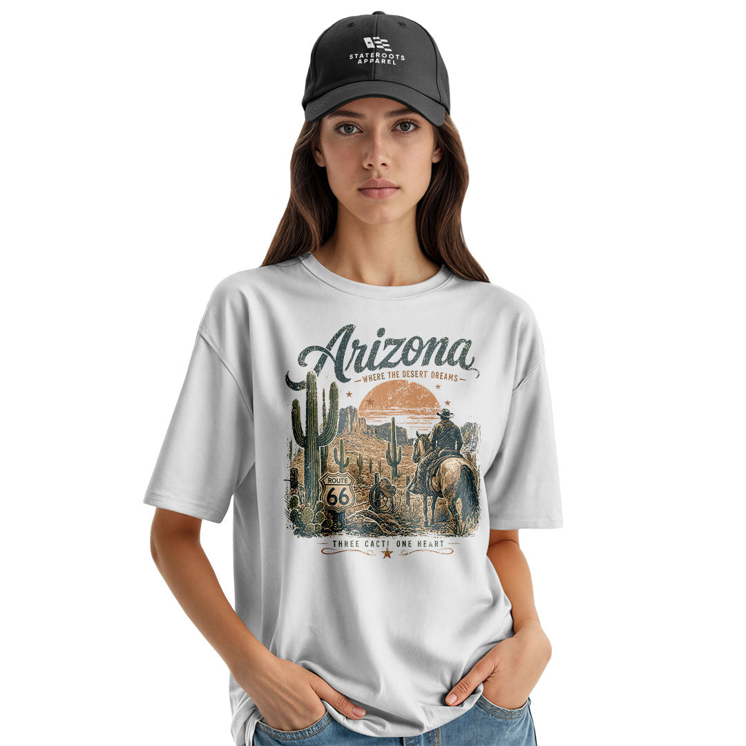 Arizona Where Desert Dreams Cowboy Route 66 Tee - White lifestyle