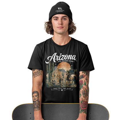 Arizona Where Desert Dreams Cowboy Route 66 Tee - White lifestyle