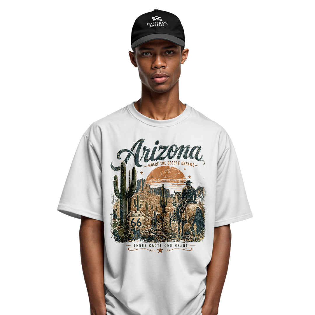 Arizona Where Desert Dreams Cowboy Route 66 Tee - White lifestyle