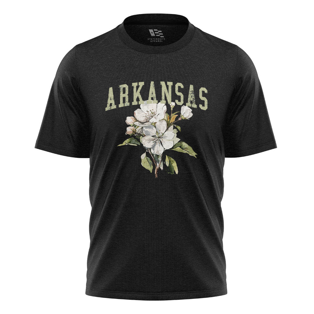 Arkansas Apple Blossom Tee - Black flatlay
