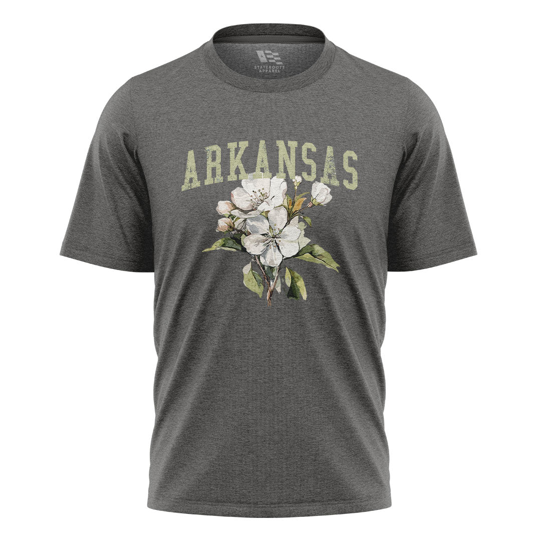 Arkansas Apple Blossom Tee - Charcoal flatlay