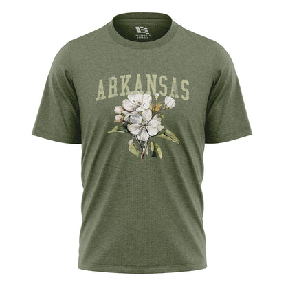 Arkansas Apple Blossom Tee - Military Green flatlay