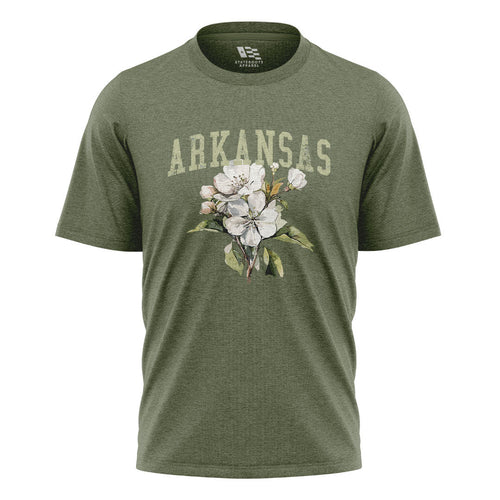 Arkansas Apple Blossom Tee - Military Green flatlay