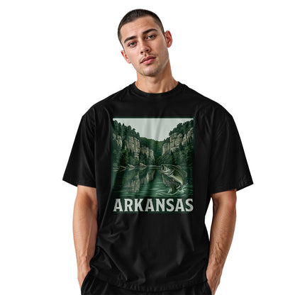 Arkansas Bass Fishing Tee - Black view