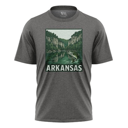 Arkansas Bass Fishing Tee - Charcoal flatlay