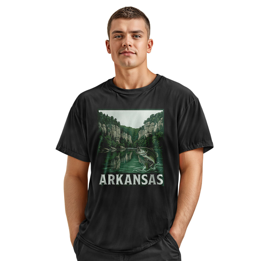 Arkansas Bass Fishing Tee - Navy view