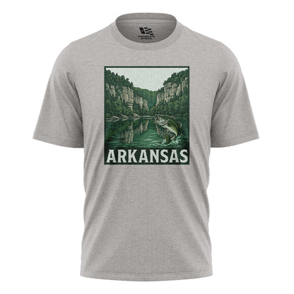 Arkansas Bass Fishing Tee - Sport Grey flatlay
