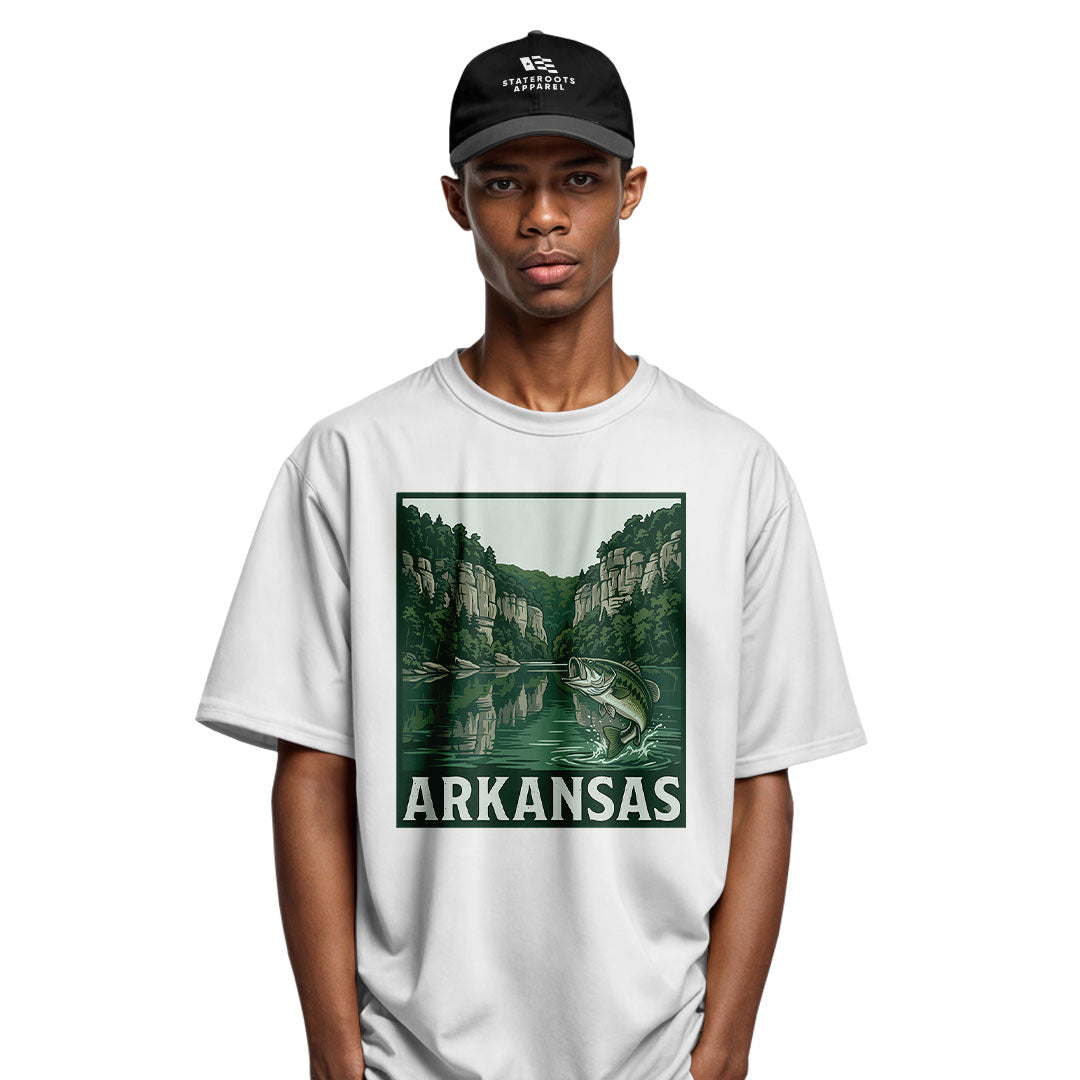 Arkansas Bass Fishing Tee - White view