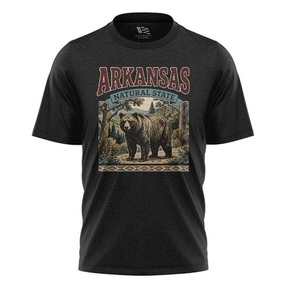 Arkansas Black Bear Natural State Tee - Black flatlay