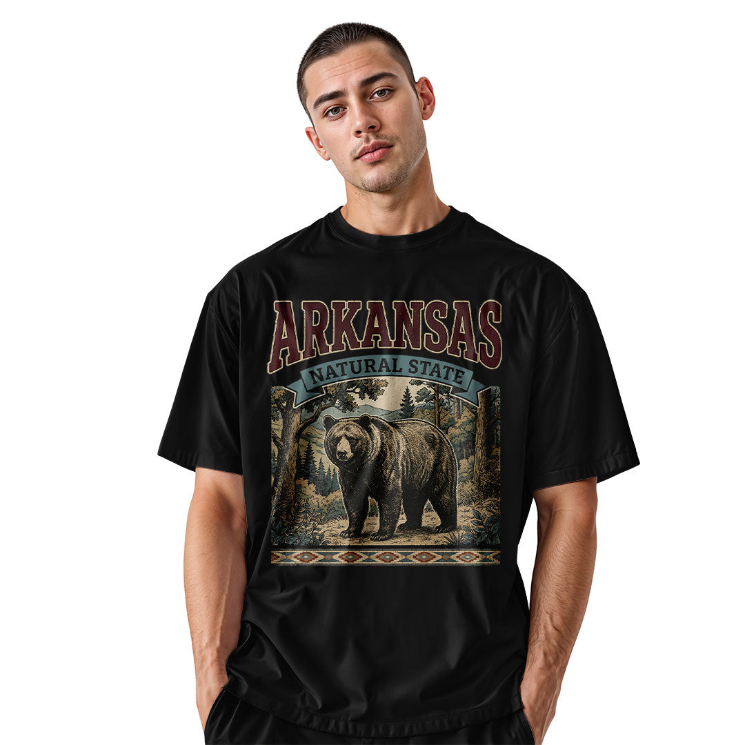 Arkansas Black Bear Natural State Tee - Black view