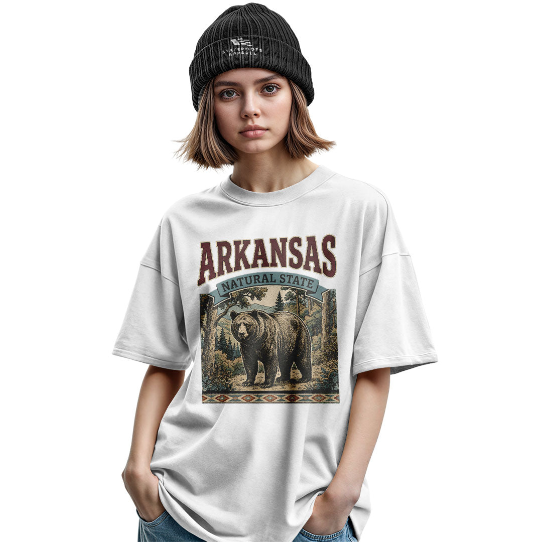 Arkansas Black Bear Natural State Tee - Military Green view