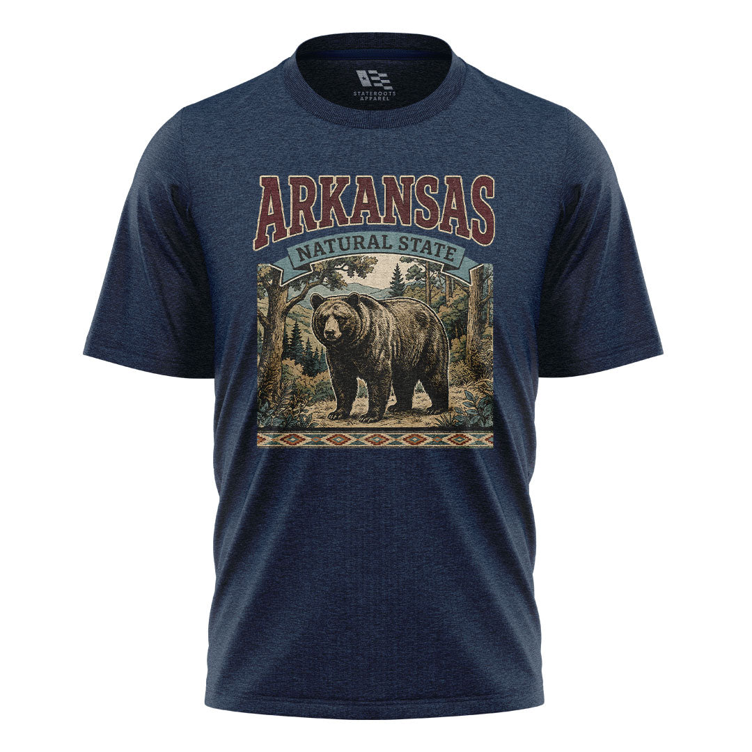 Arkansas Black Bear Natural State Tee - Navy flatlay