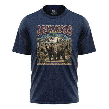 Arkansas Black Bear Natural State Tee - Navy flatlay
