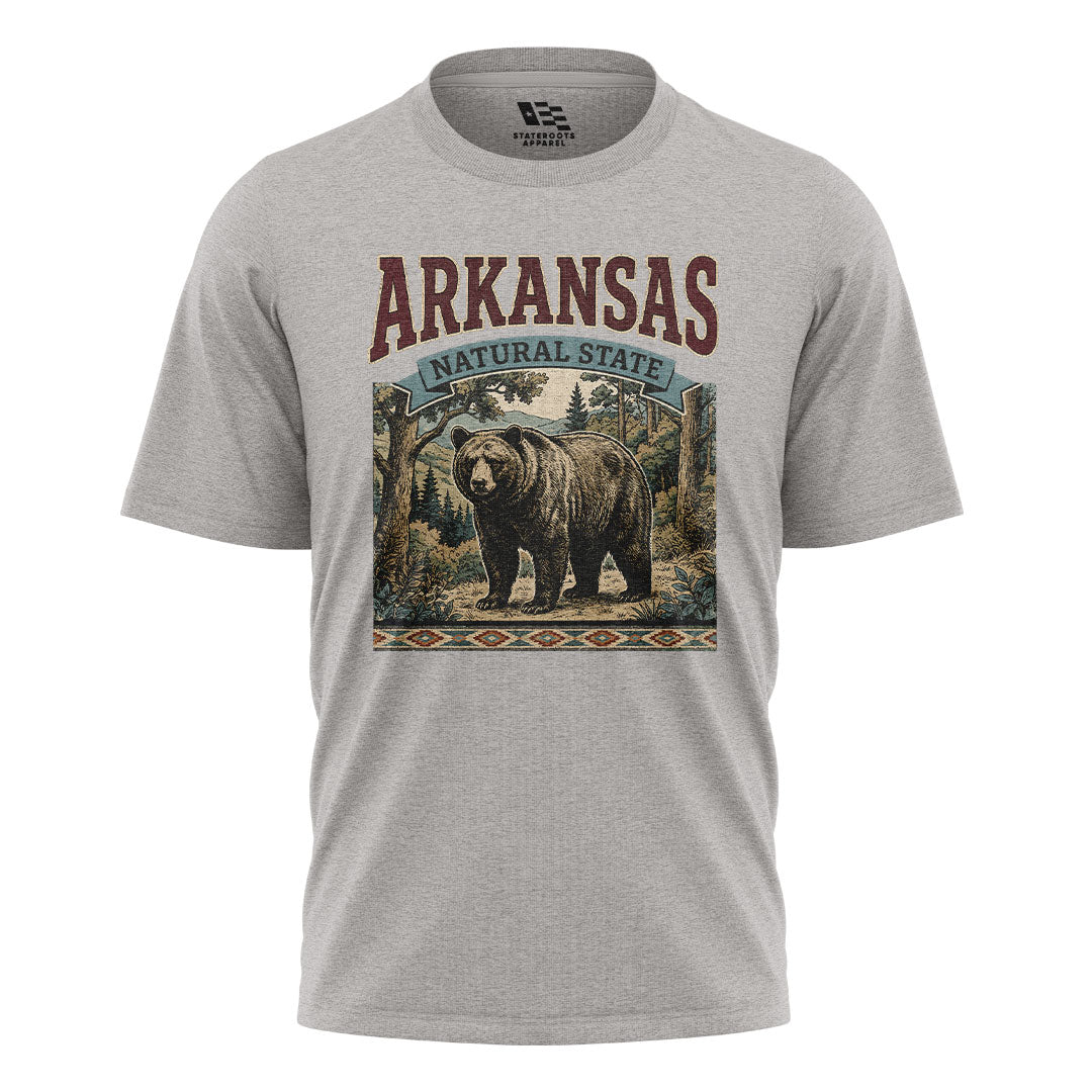 Arkansas Black Bear Natural State Tee - Sport Grey flatlay