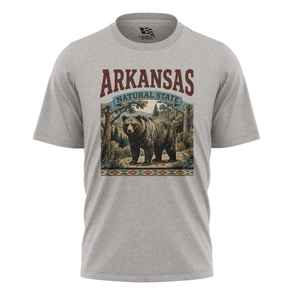 Arkansas Black Bear Natural State Tee - Sport Grey flatlay