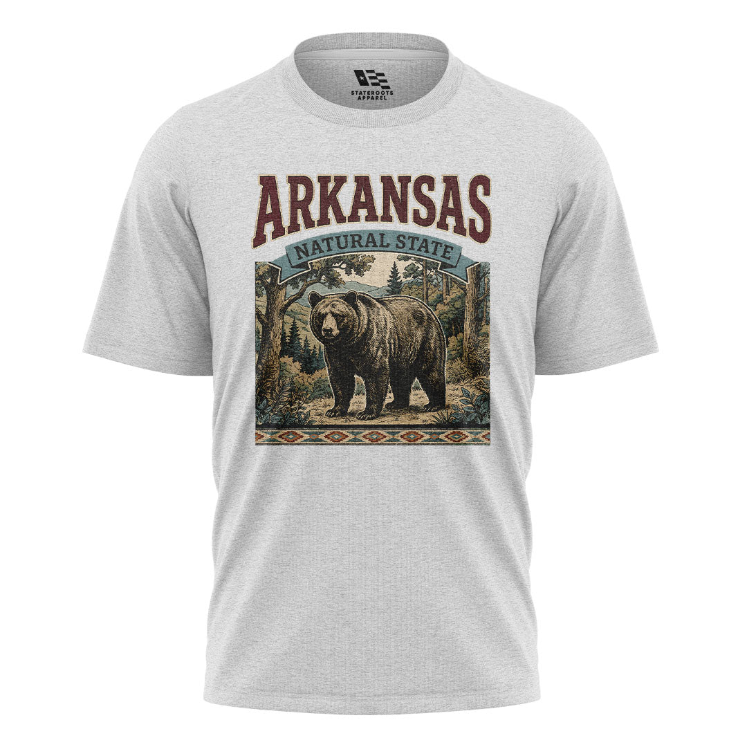 Arkansas Black Bear Natural State Tee - White flatlay