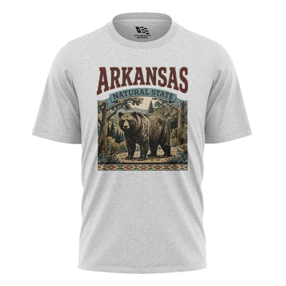 Arkansas Black Bear Natural State Tee - White flatlay