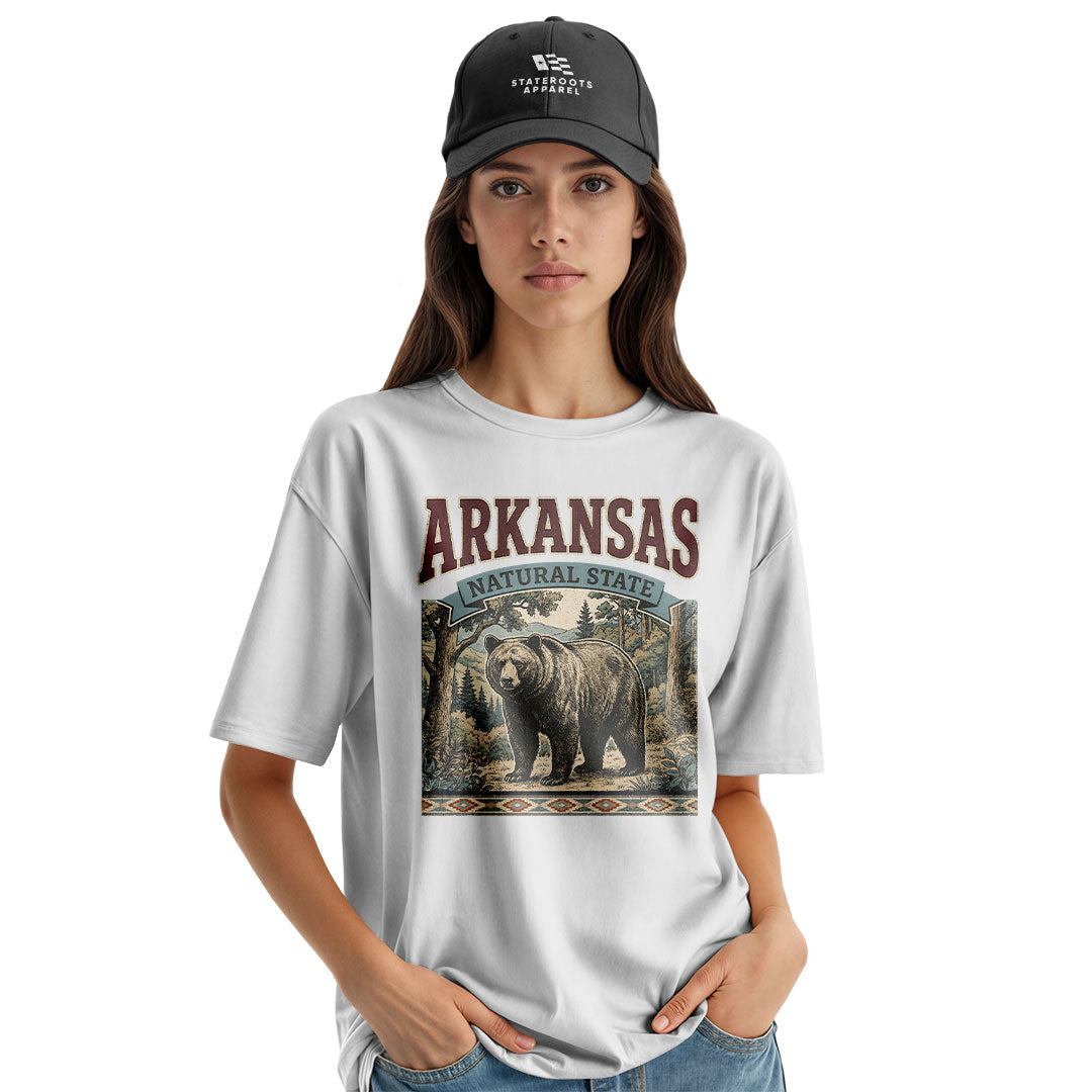 Arkansas Black Bear Natural State Tee - White view